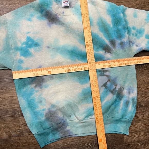 Vintage Jerzees Crewneck Sweatshirt Tie Dye Hyperjump XL Blue Remember Win - Picture 5 of 5
